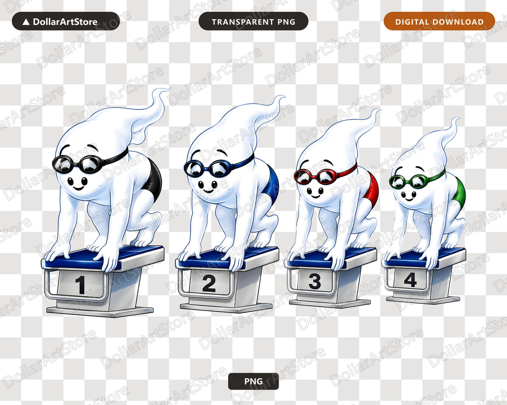 Cute Halloween Ghosts PNG, Swimming Spirits, Sublimation Design, Shirt Digital Download