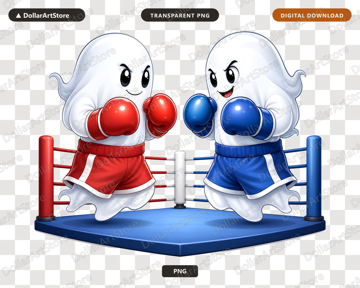 Cute Boxing Ghosts PNG, Sublimation Design, Shirt Print Digital Download