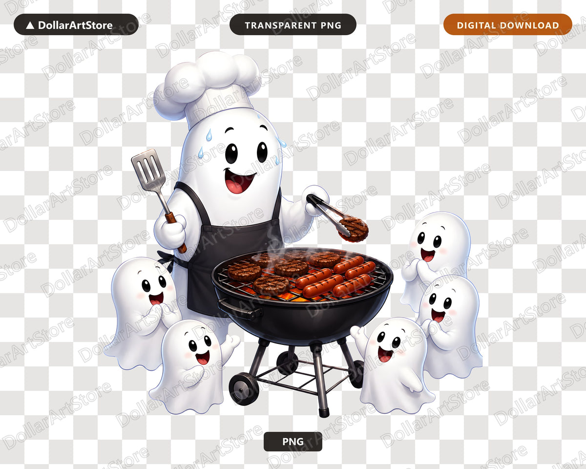 Cute Halloween Ghost Chef PNG, Sublimation Design, Shirt Print Digital Download