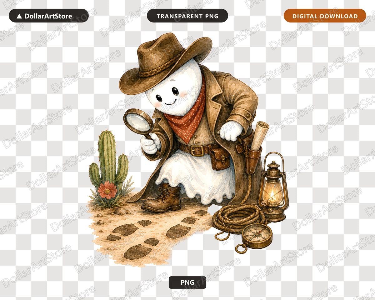 Western Cowboy Ghost PNG, Sublimation Design, Shirt & Tumbler Digital Download