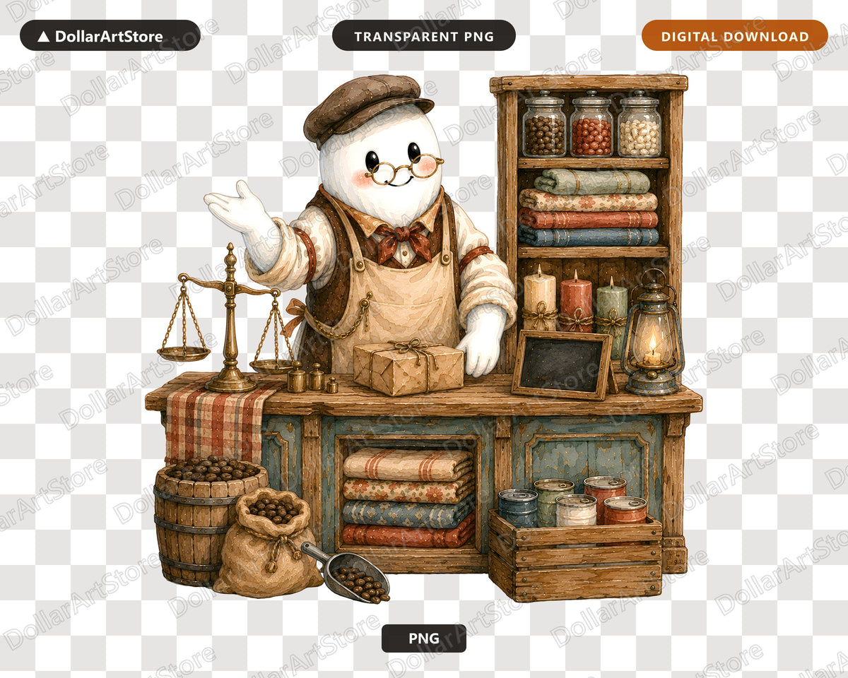 Western Ghost Shopkeeper PNG, Steampunk Sublimation Design, Shirt Print Digital Download