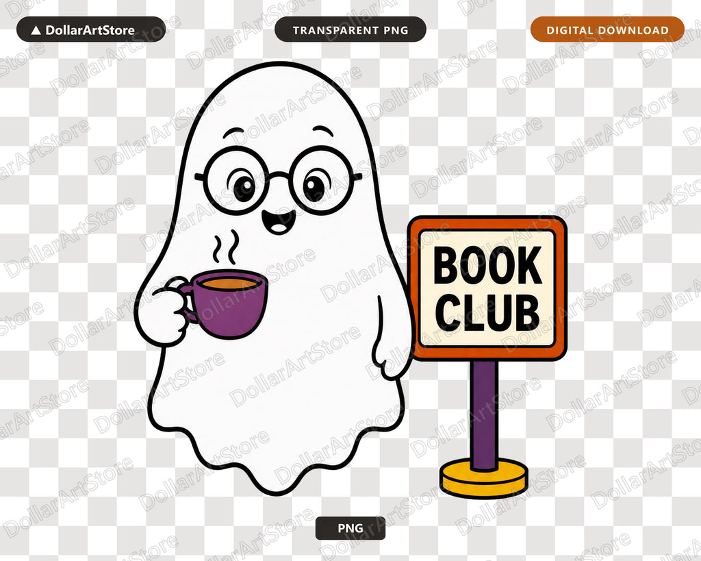 Bookish Ghost PNG, Book Club Design, Sublimation Shirt Design Download