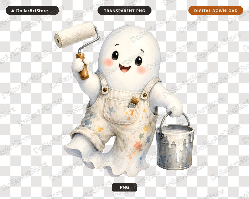 Painter Ghost PNG, Cute Character Design, Sublimation Shirt Download