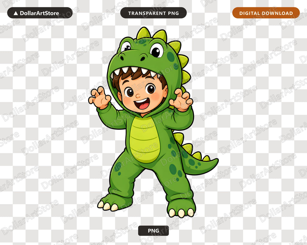 Cute Dinosaur Kid PNG, Halloween Costume Shirt Design, Sublimation Download