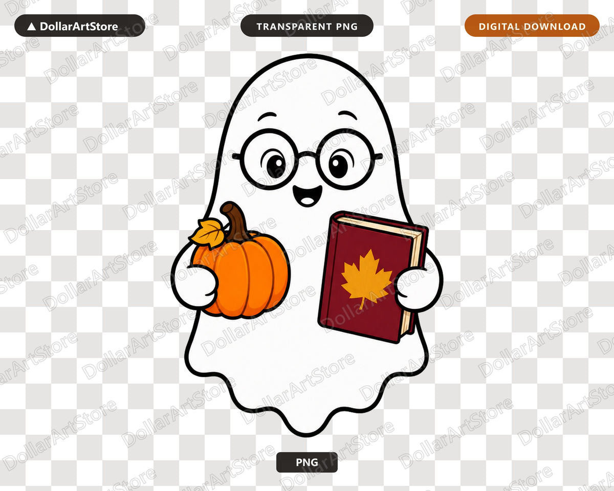 Bookish Ghost PNG, Autumn Fall Design, Sublimation Shirt Printable Download