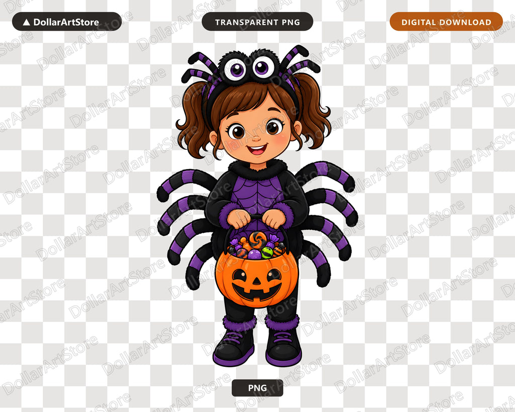 Cute Spider Halloween Costume Kid PNG, Sublimation Design, Shirt Design Digital Download