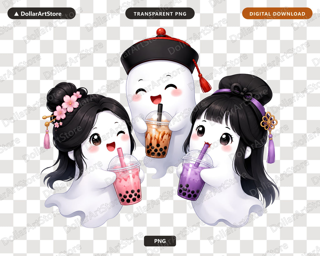 Cute Halloween Ghost PNG, Boba Tea Design, Sublimation Shirt Download