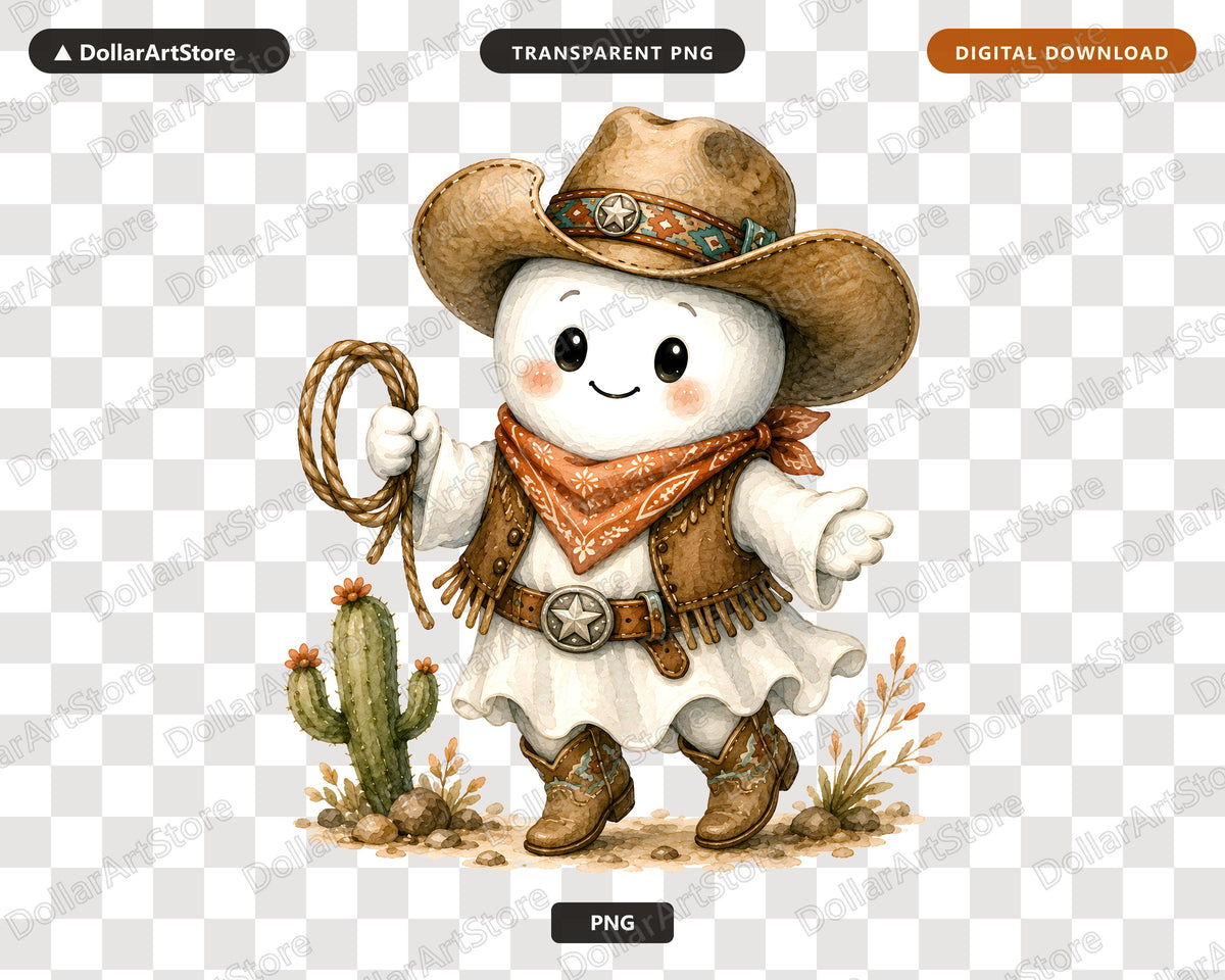 Cowboy Ghost PNG, Western Sublimation Design, Shirt & Tumbler Print Download