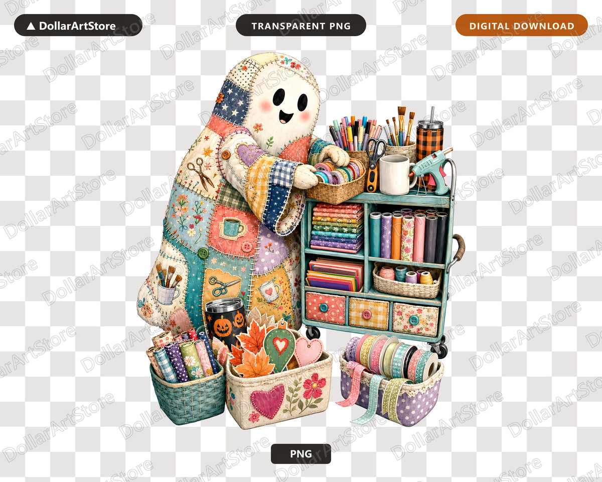 Crafting Ghost PNG, Sublimation Design, Print-on-Demand Digital Download