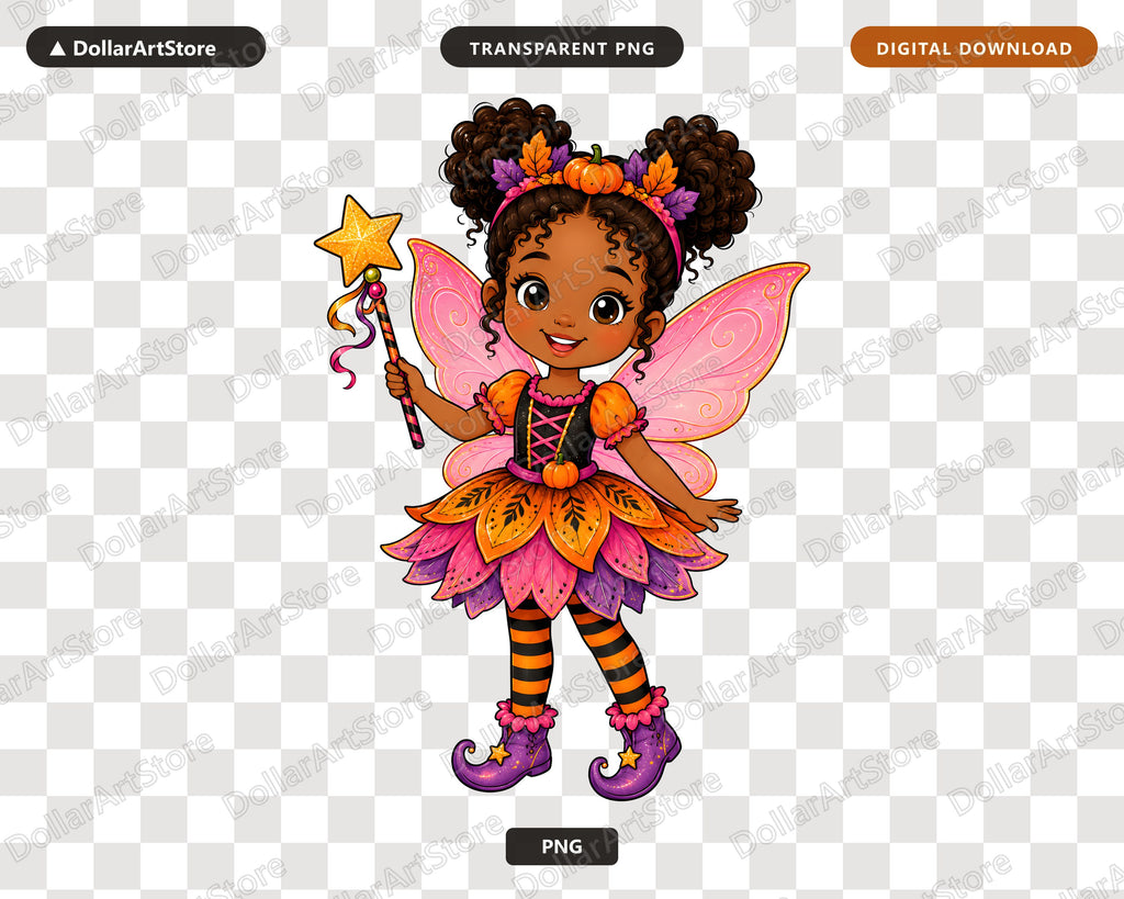 Cute Halloween Fairy PNG, Pumpkin Witch Sublimation Design, Kids Shirt PNG Download