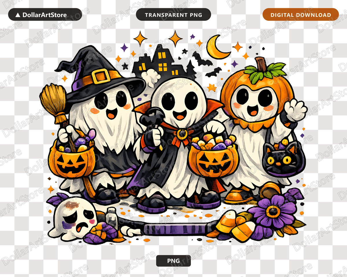 Cute Halloween Ghost PNG, Sublimation Design, Shirt Design Digital Download