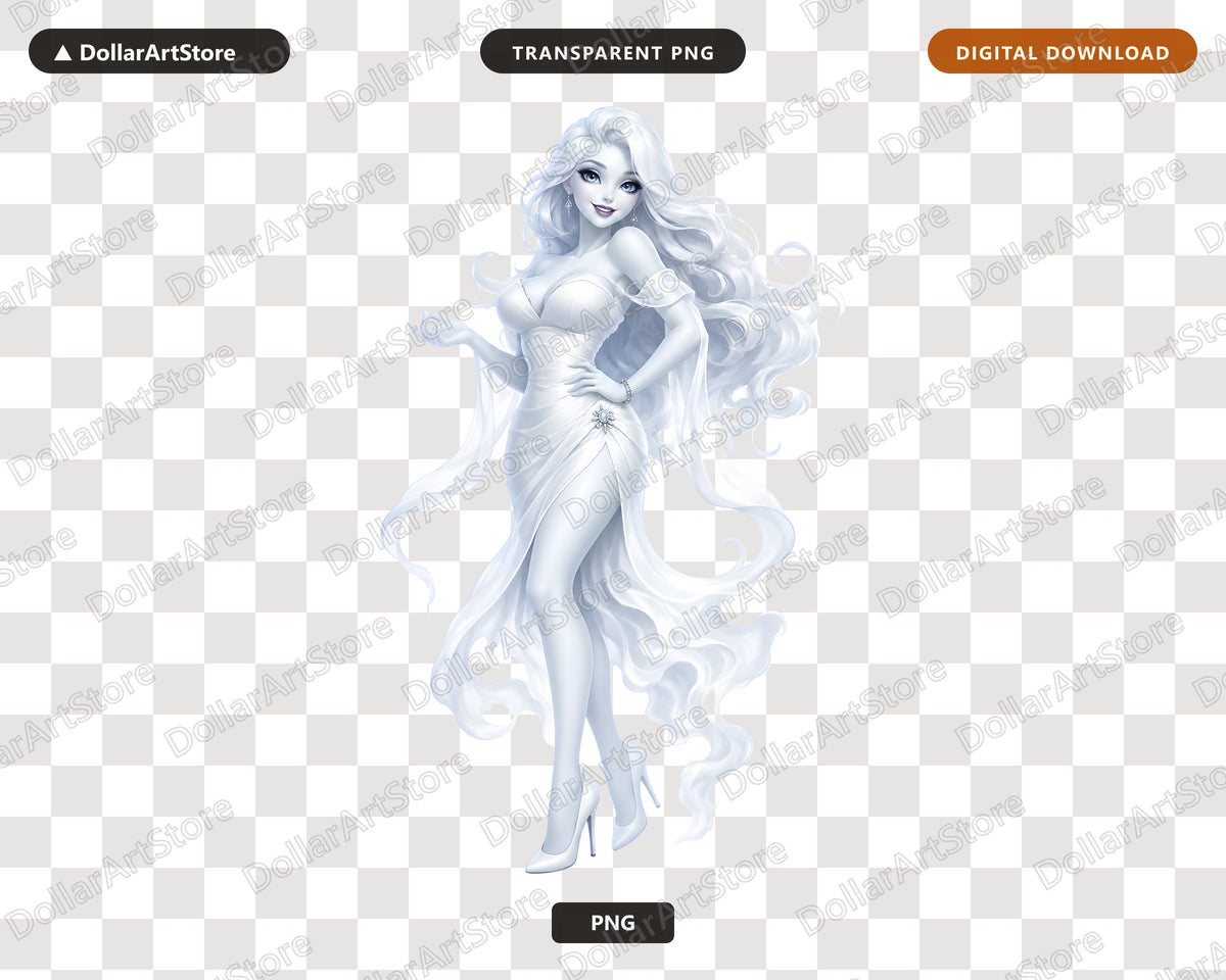 Elegant Ghost Girl PNG, Sublimation Design, Digital Download for Shirts