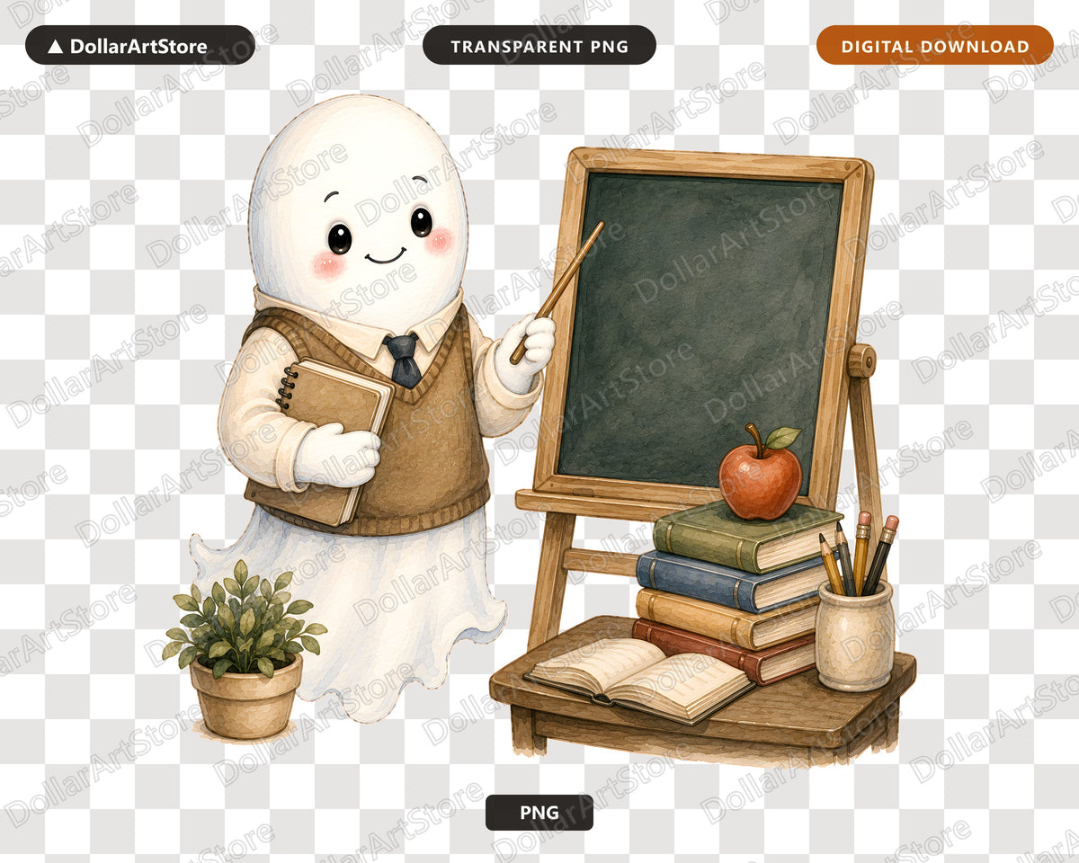 Cute Teacher Ghost PNG, Back to School Sublimation Design, Shirt & Tumbler Print