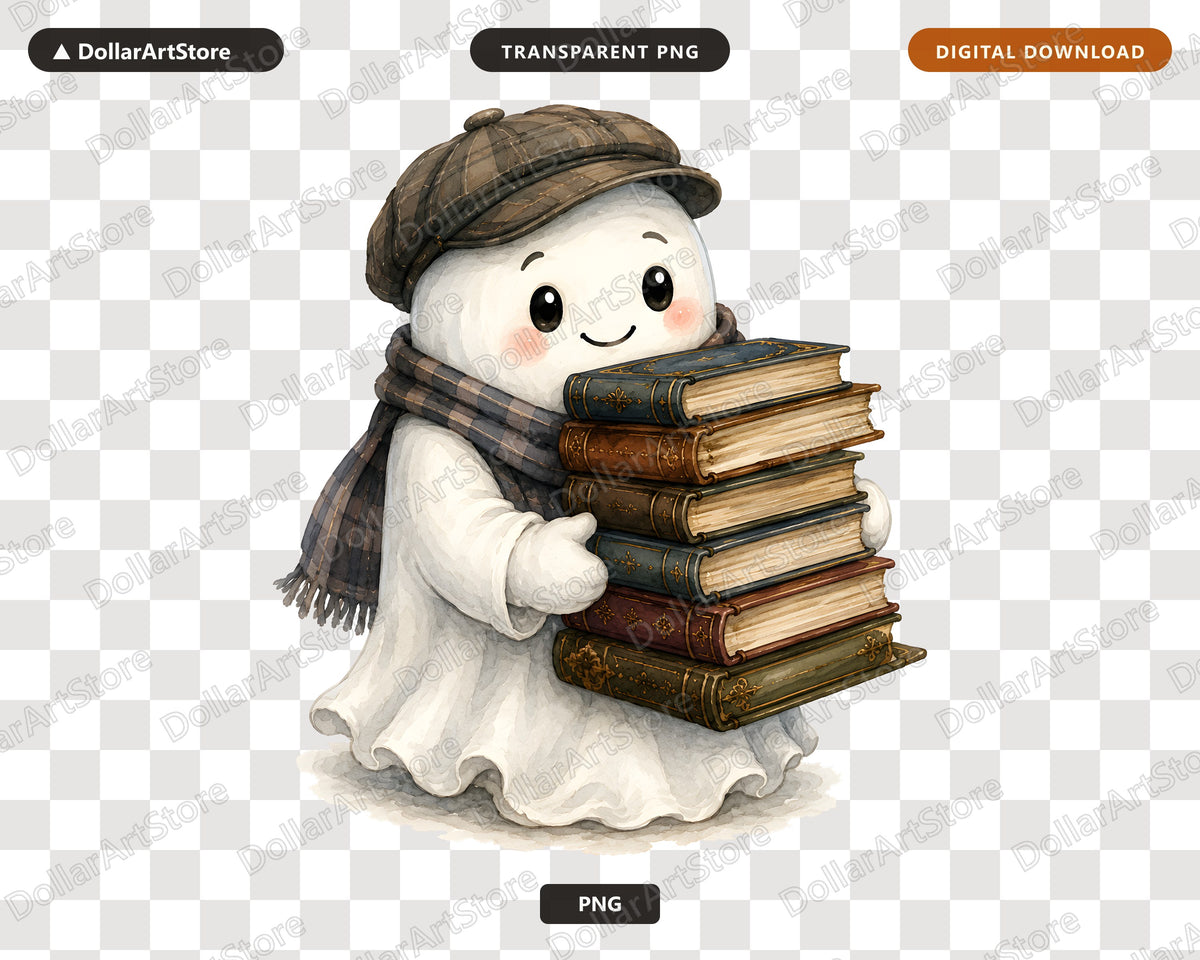 Bookish Ghost PNG, Sublimation Design, Fall Shirt Design Digital Download