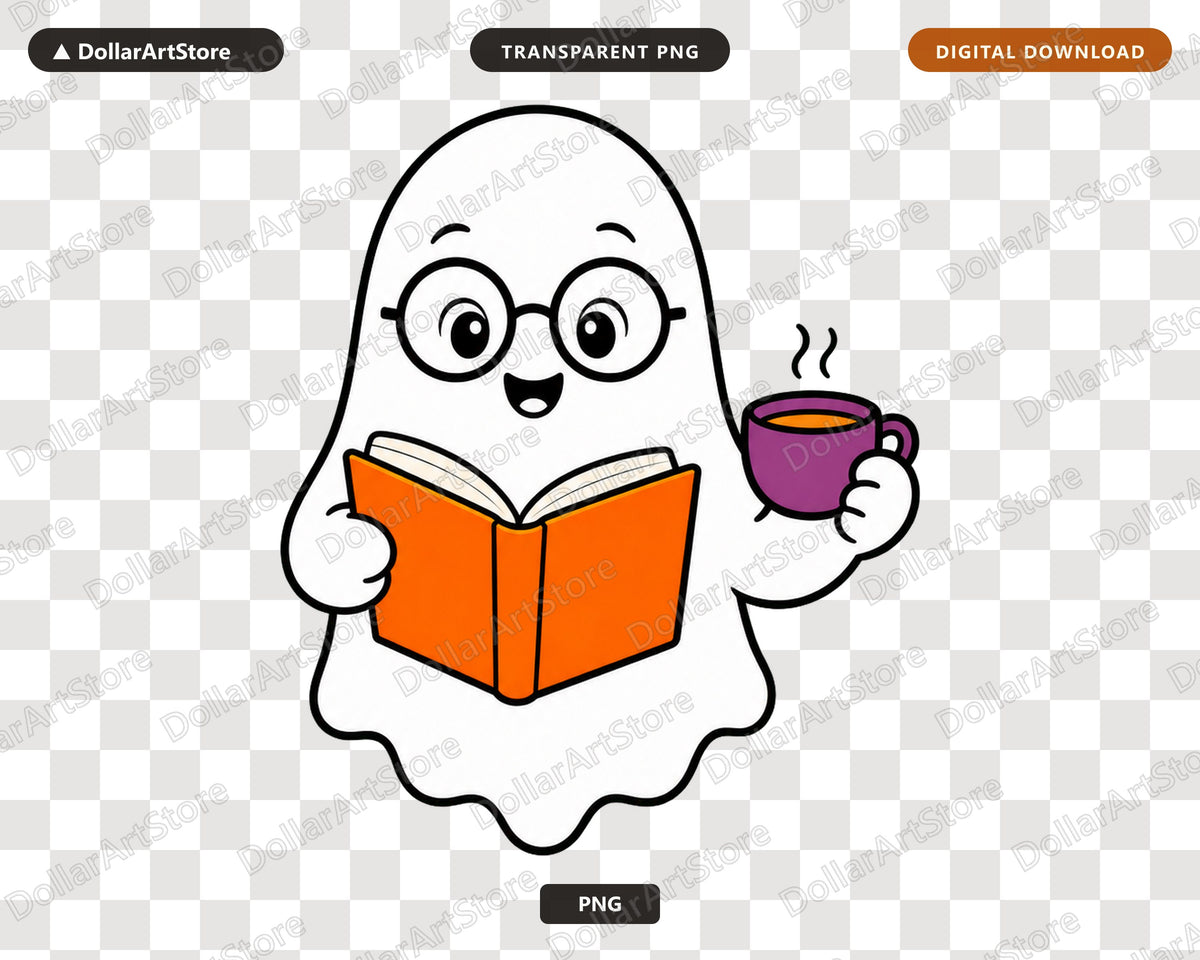 Bookish Ghost PNG, Sublimation Design, Reading Lover Shirt Design Digital Download