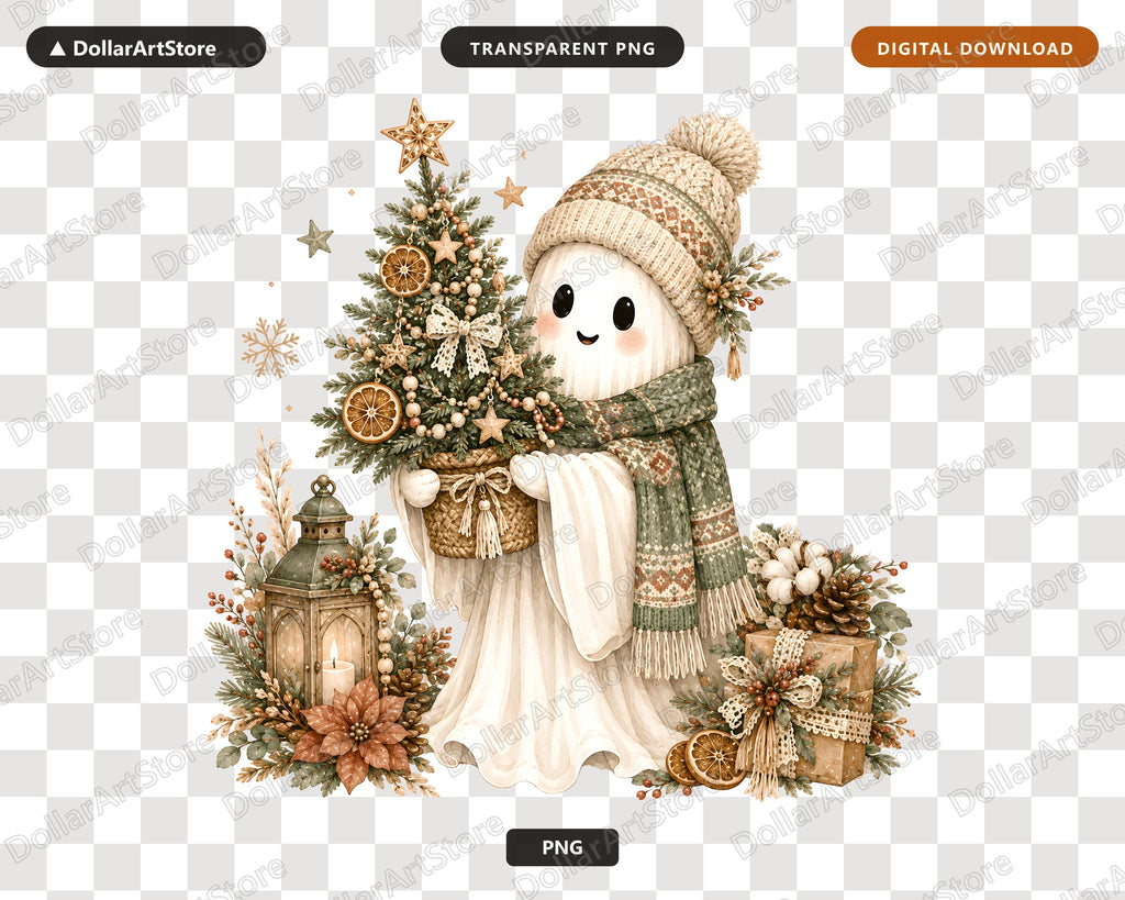 Boho Ghost PNG, Christmas Holiday Sublimation Design, Cute Ghost Shirt Design