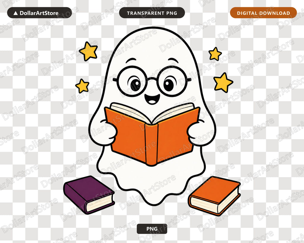 Bookish Ghost PNG, Reading Design, Sublimation Digital Download