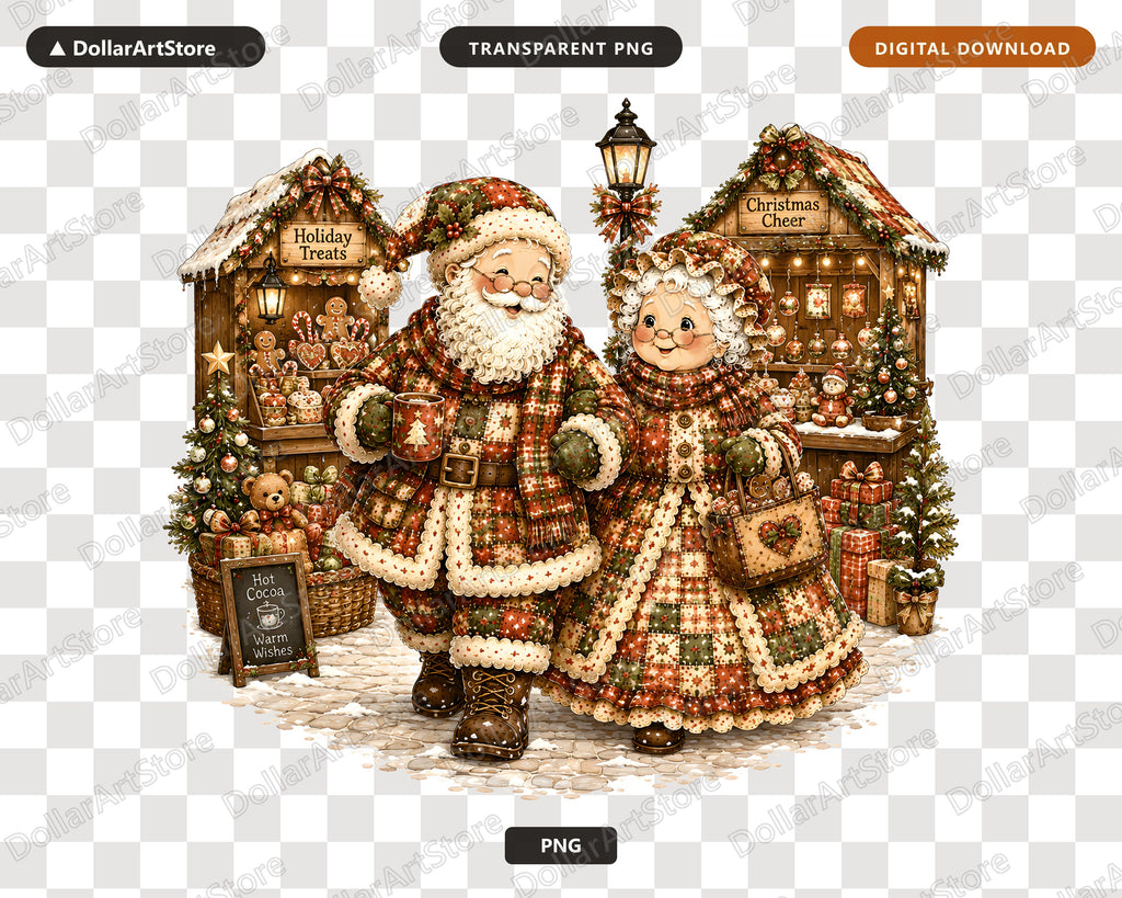 Vintage Santa Patchwork PNG, Retro Christmas Shirt Design, Sublimation Download