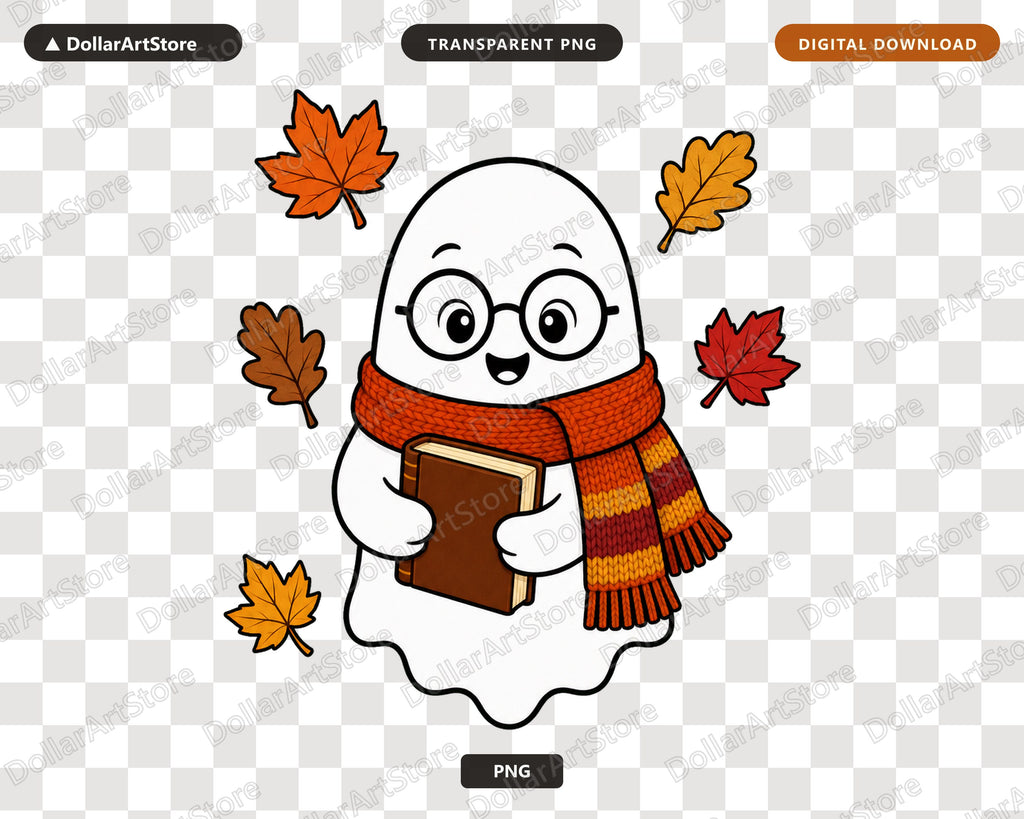Bookish Ghost PNG, Fall Sublimation Design, Autumn Shirt Design Digital Download