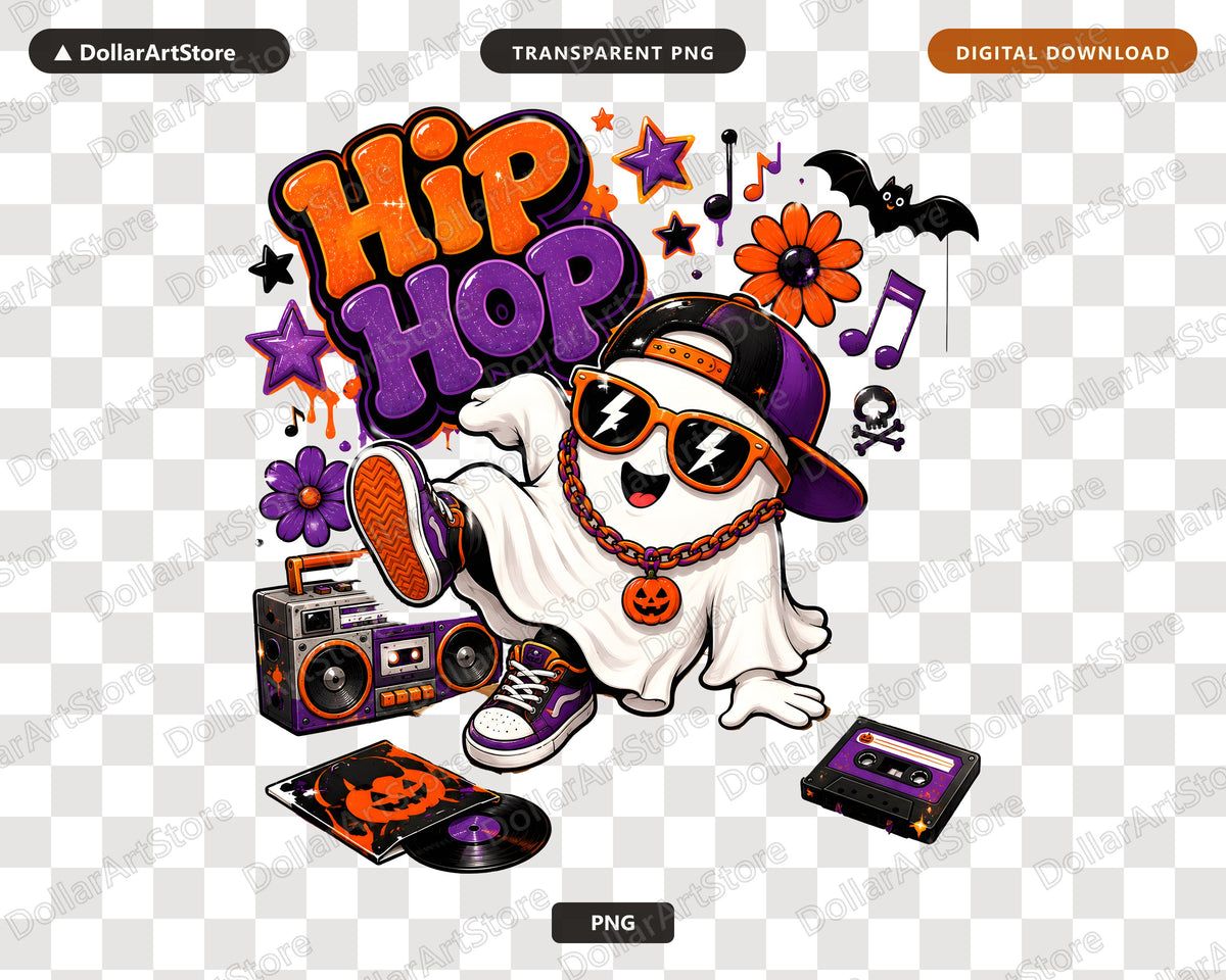 Hip Hop Ghost PNG, Halloween Sublimation Design, Shirt Design Digital Download