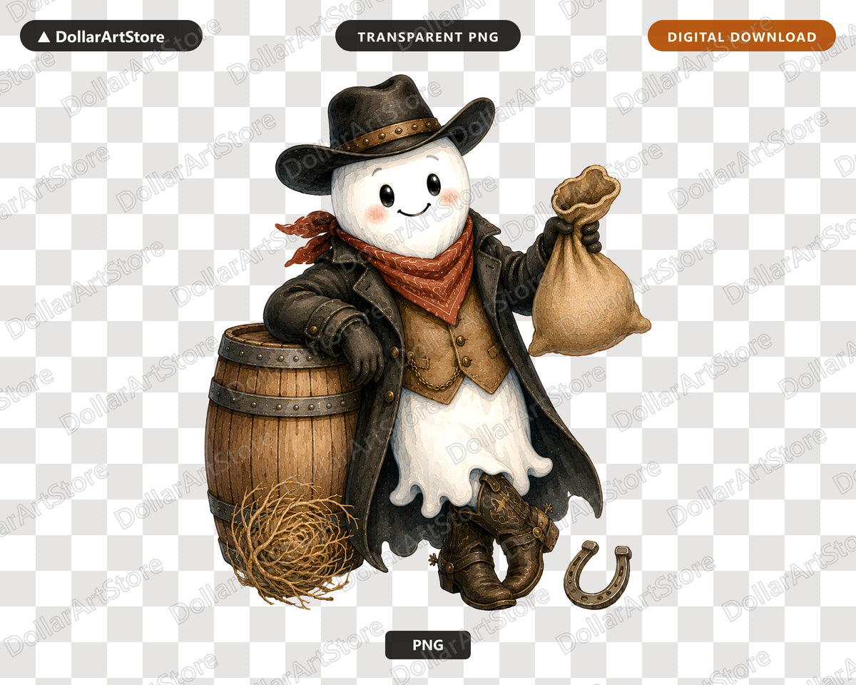 Western Cowboy Ghost PNG, Sublimation Design, Shirt Printable