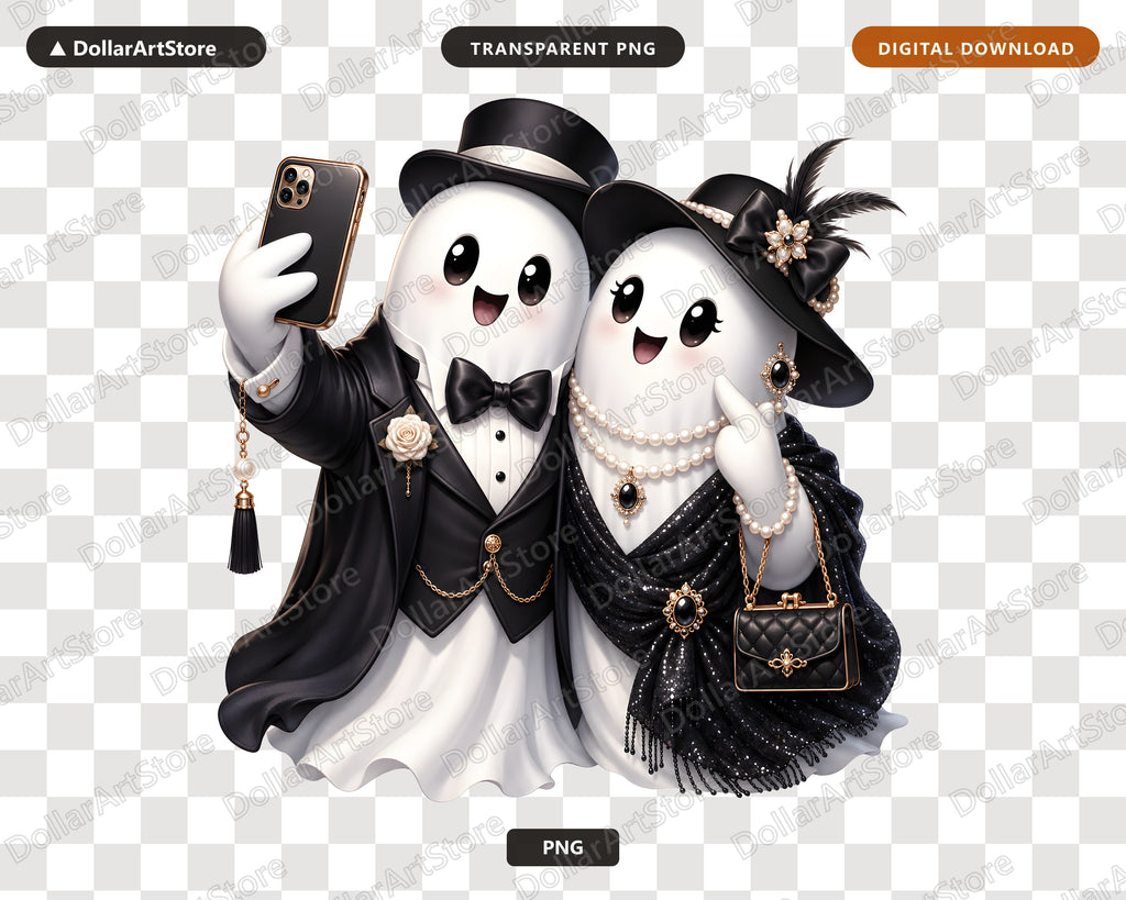 Cute Halloween Ghost PNG, Elegant Fashion Sublimation Design, Shirt & Tumbler Digital Download