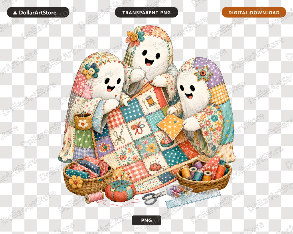Crafting Ghost PNG, Sewing Sublimation Design, Quilt Shirt Print Download