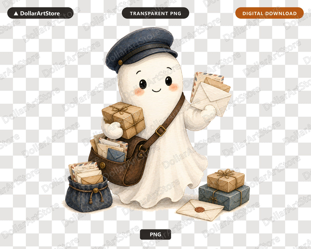 Mail Carrier Ghost PNG, Sublimation Design, Shirt Design Digital Download