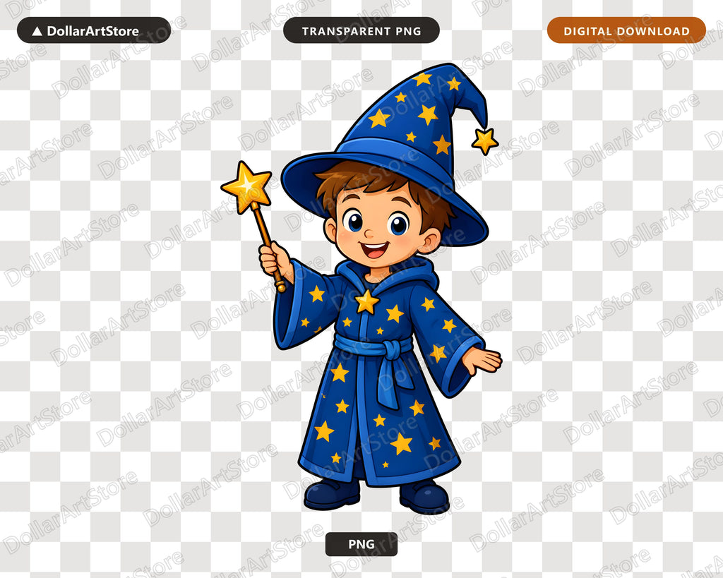 Cute Wizard Kid PNG, Sublimation Design, Shirt & Tumbler Digital Download