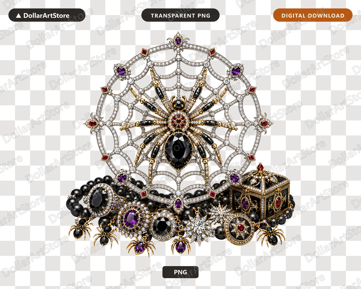 Gothic Spider Web Crown PNG, Jeweled Halloween Design, Sublimation Shirt Print