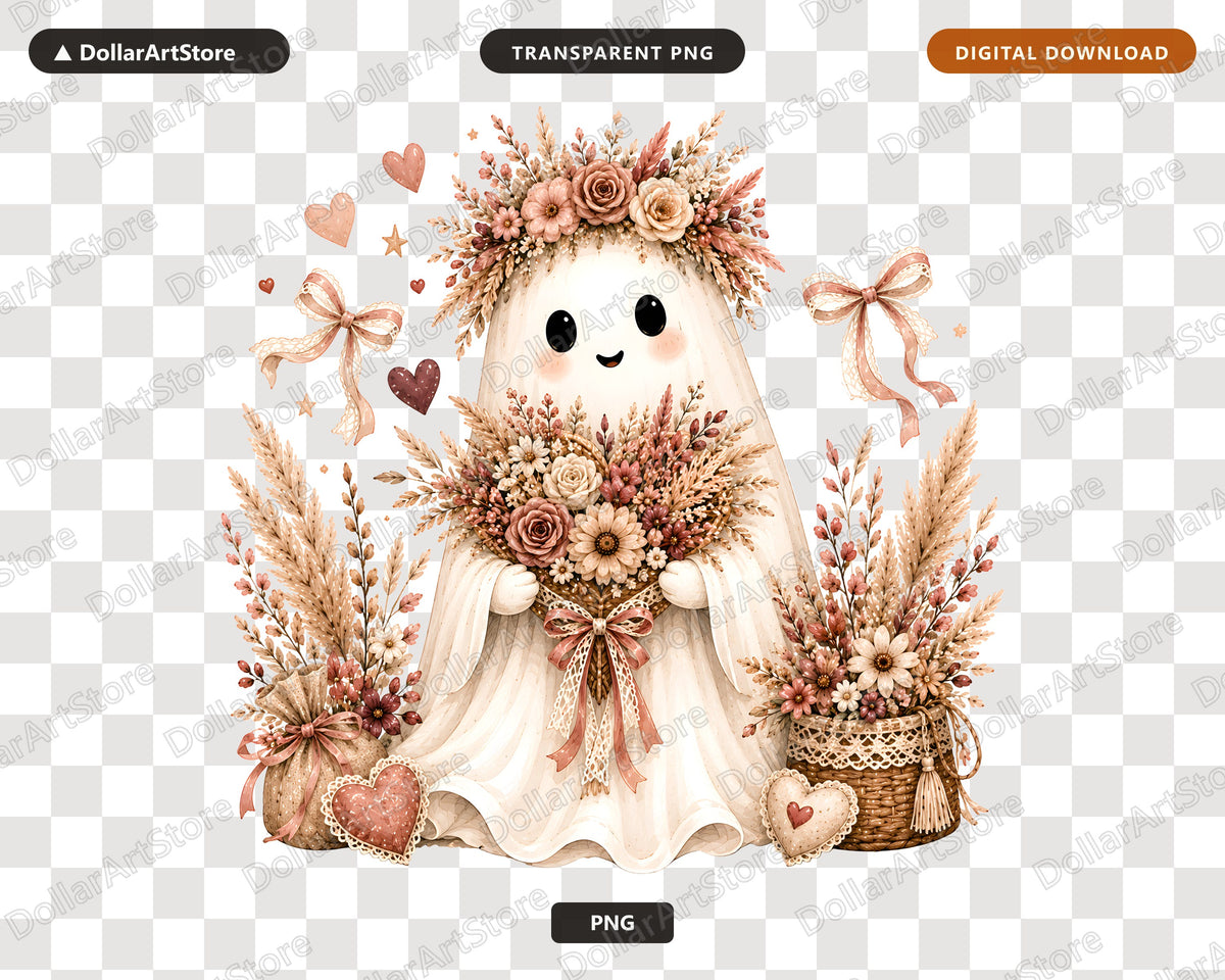 Boho Ghost PNG, Sublimation Design, Shirt & Tumbler Digital Download
