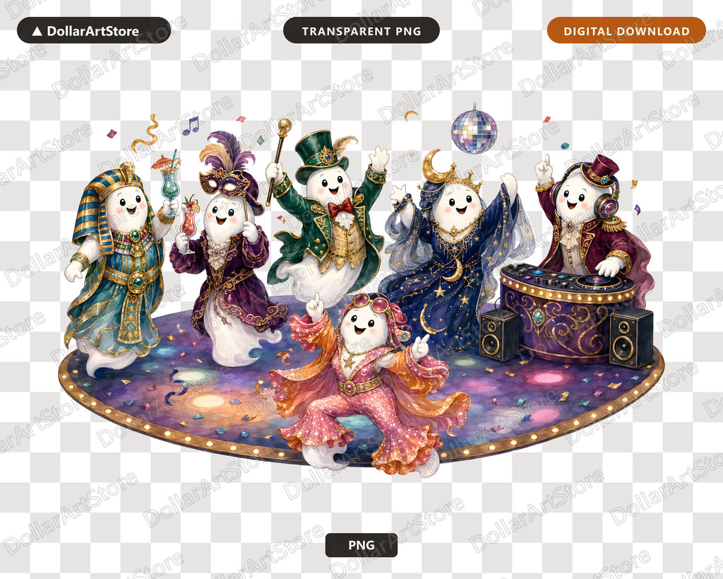 Fancy Ghost Party PNG, Sublimation Design, Shirt Design Digital Download