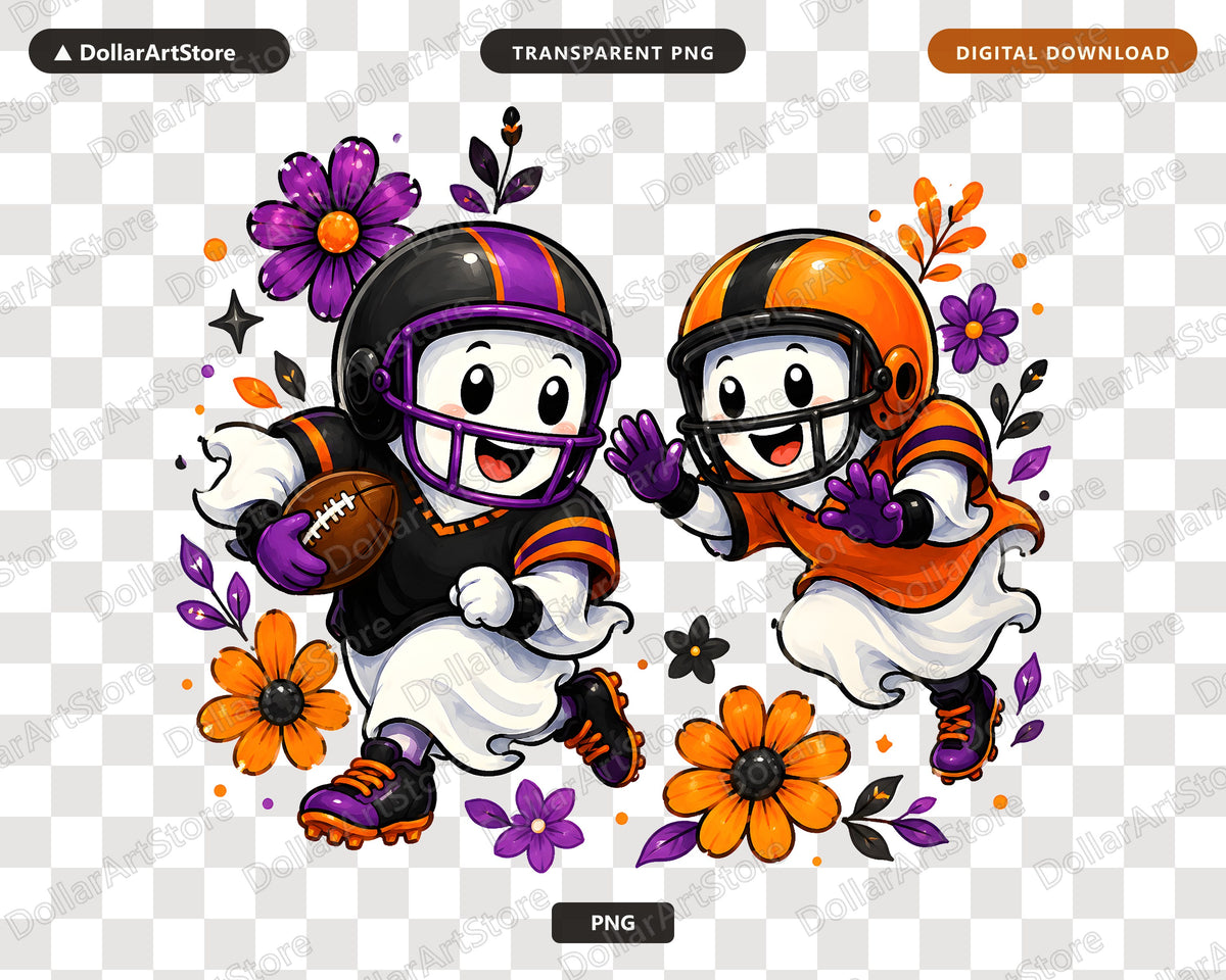 Cute Football Ghost PNG, Sports Halloween Sublimation Design, Shirt Design Digital Download