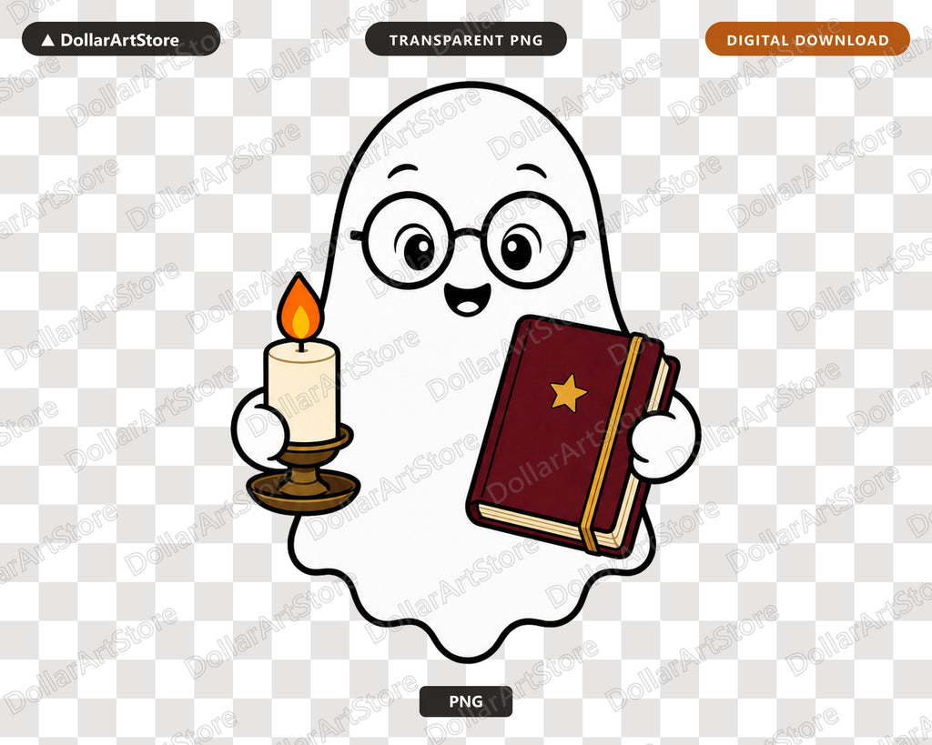 Bookish Ghost PNG, Cute Book Lover Design, Shirt & Tumbler Digital Download