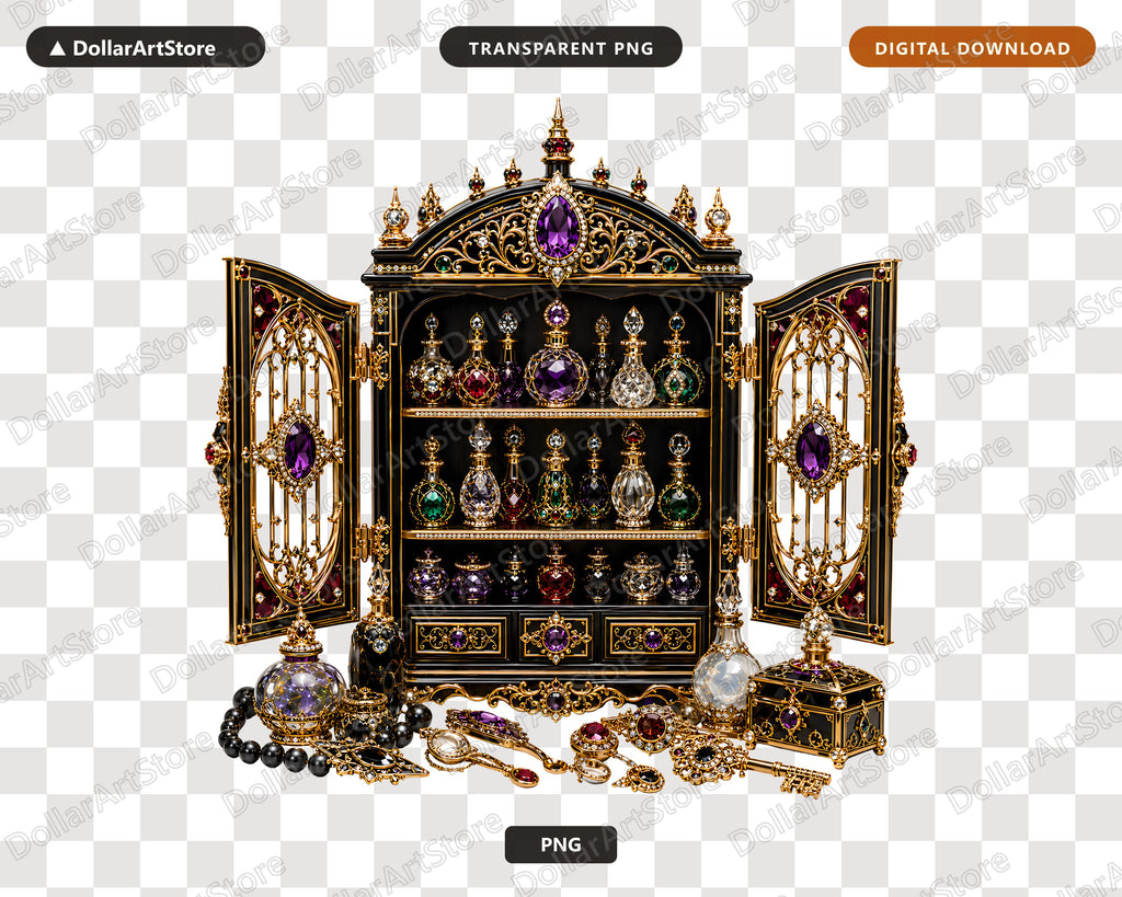 Gothic Luxury Jewelry Cabinet PNG, Dark Academia Design, Sublimation Print