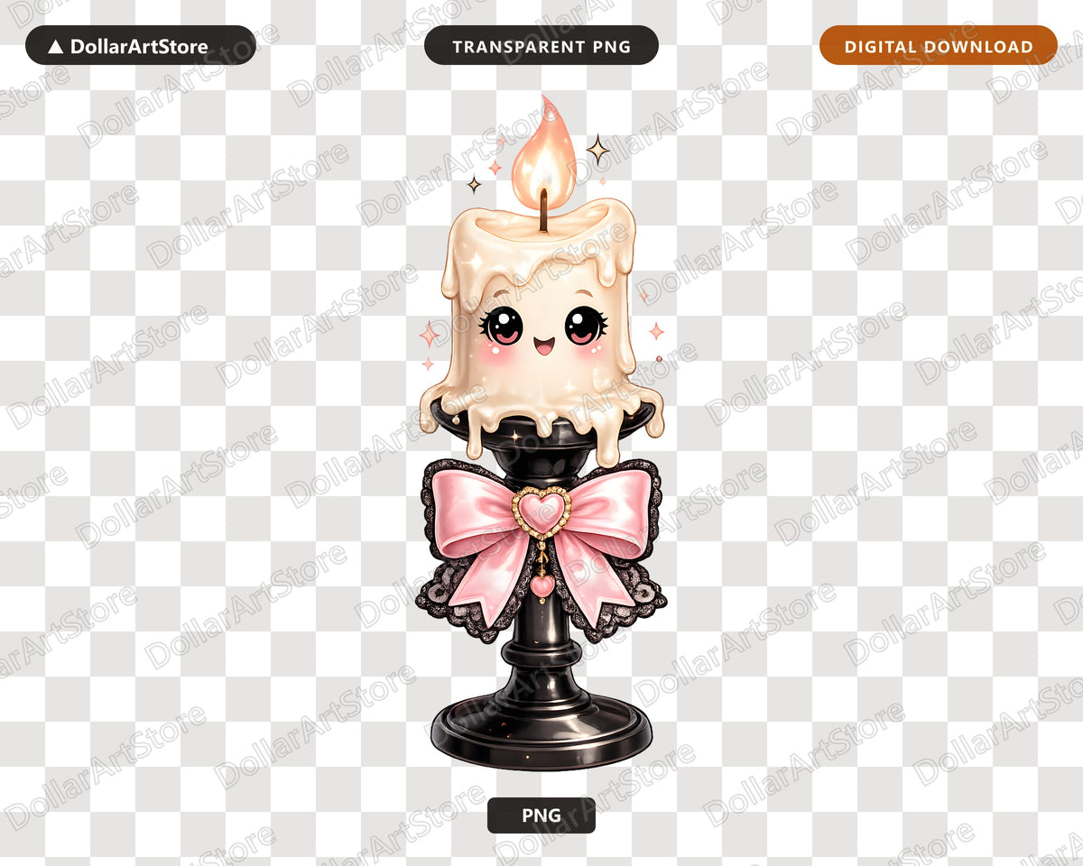Coquette Halloween Candle PNG, Cute Character Design, Sublimation Shirt Design