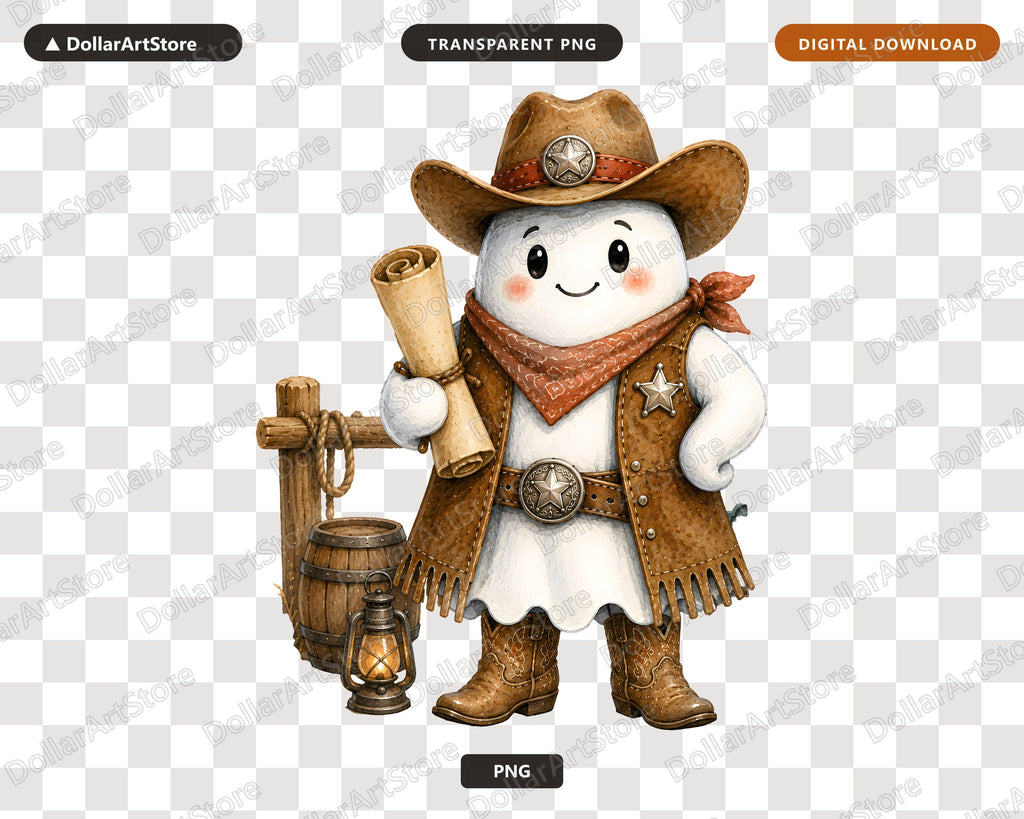 Western Cowboy Ghost PNG, Sublimation Design, Cute Western Shirt Design Digital Download