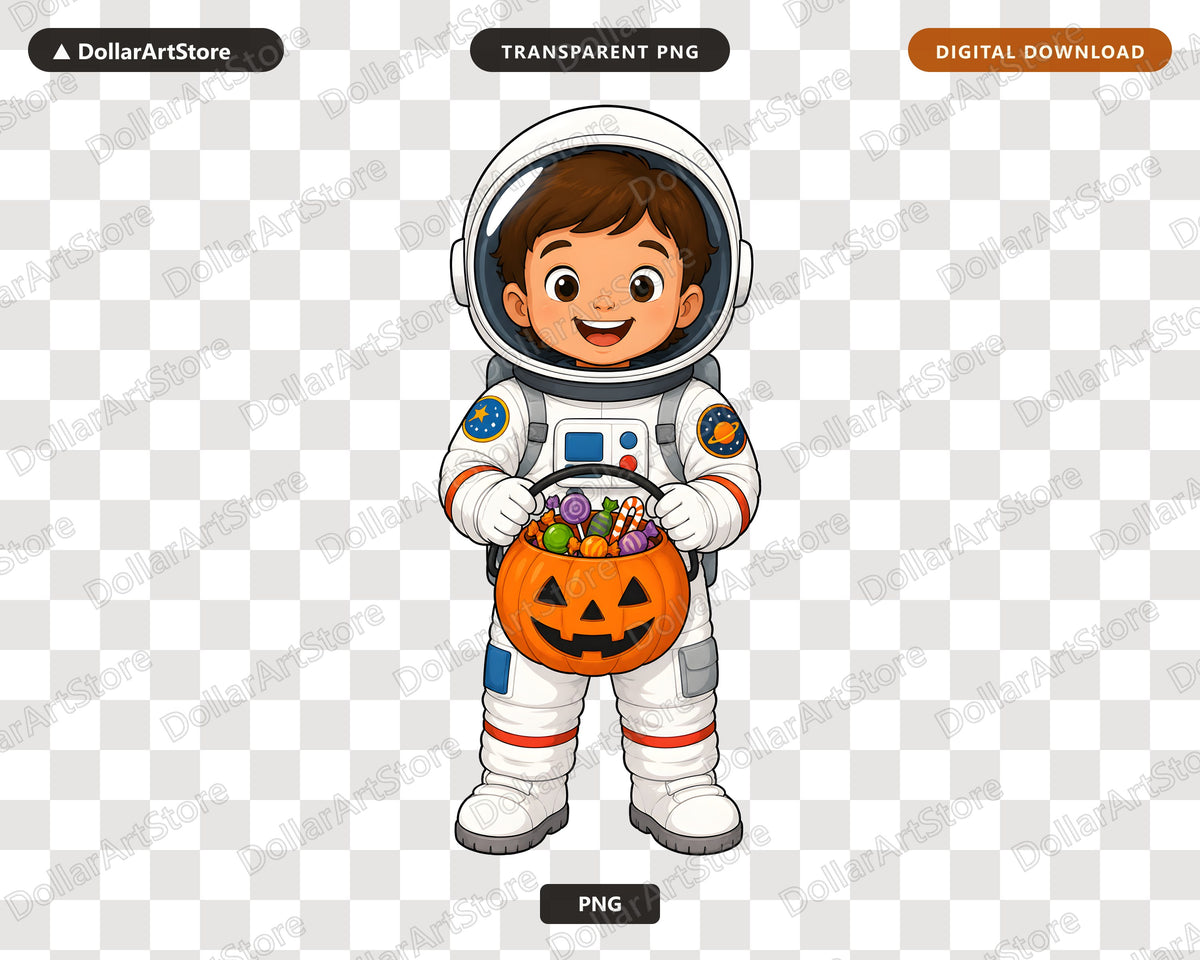 Cute Astronaut Halloween Costume Kid PNG, Sublimation Design Digital Download