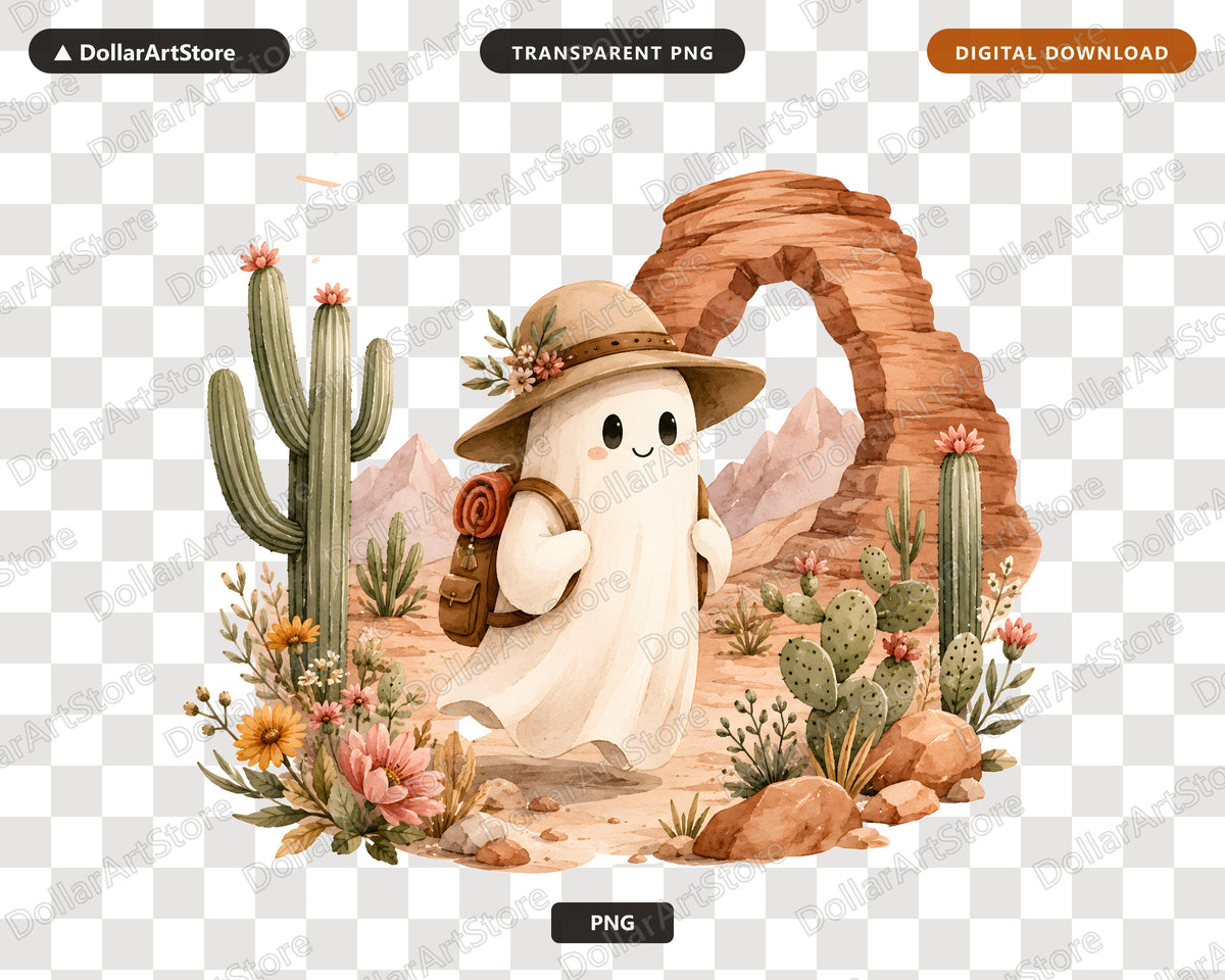 Boho Ghost PNG, Desert Adventure Design, Sublimation Shirt Design Digital Download