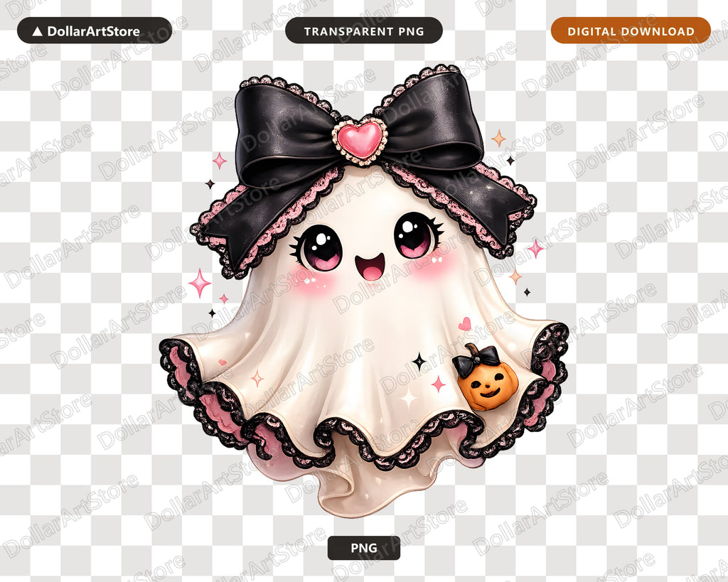 Coquette Halloween Ghost PNG, Cute Sublimation Design, Shirt Print