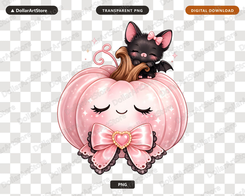 Coquette Halloween PNG, Pink Pumpkin Bat Design, Sublimation Shirt PNG Download