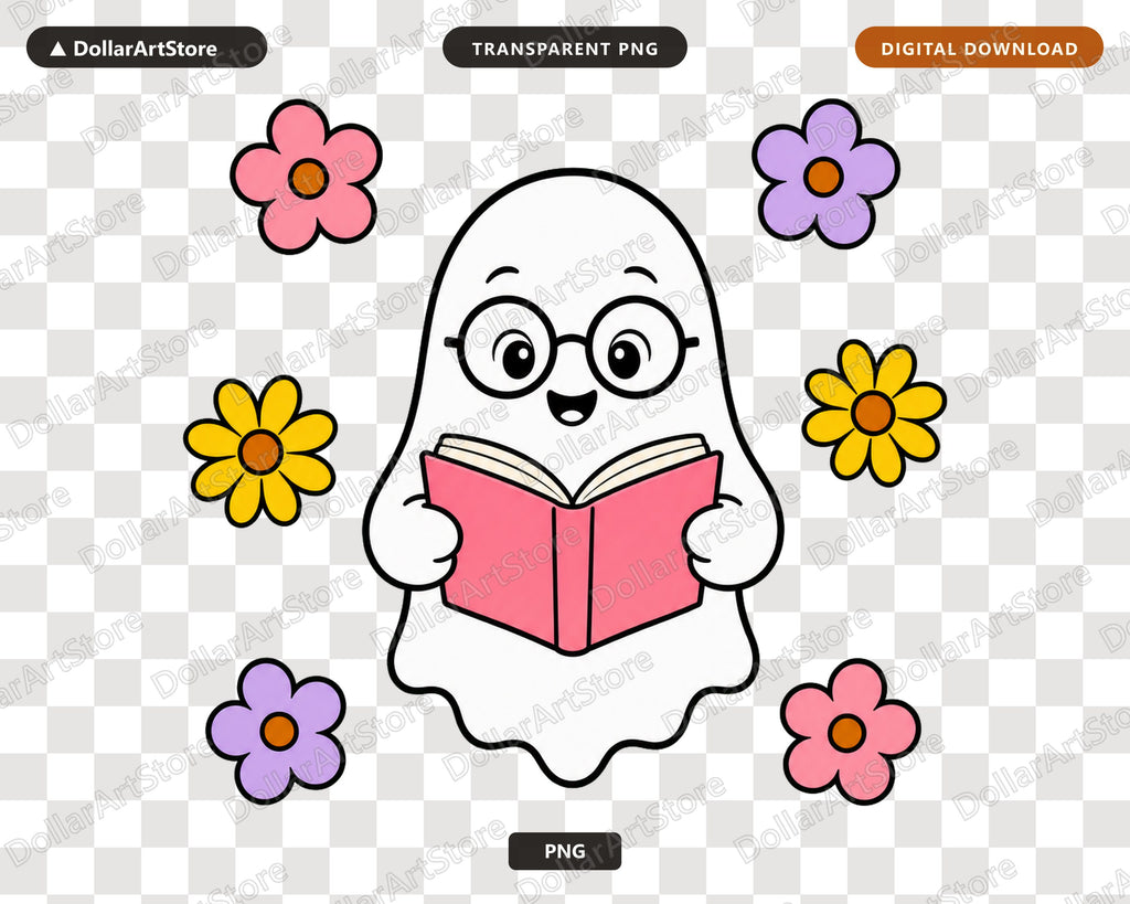 Bookish Ghost PNG, Reading Design, Sublimation Digital Download