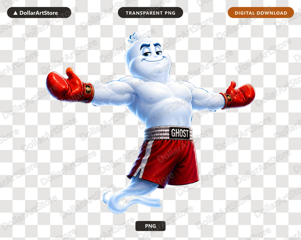 Boxer Ghost PNG, Sublimation Design, Shirt Design Digital Download