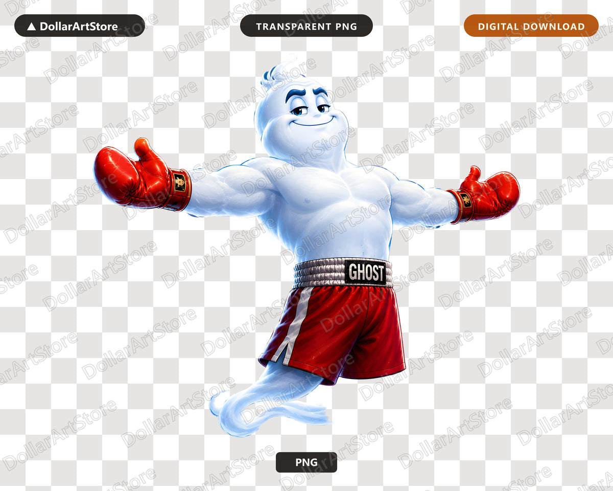 Boxer Ghost PNG, Sublimation Design, Shirt Design Digital Download