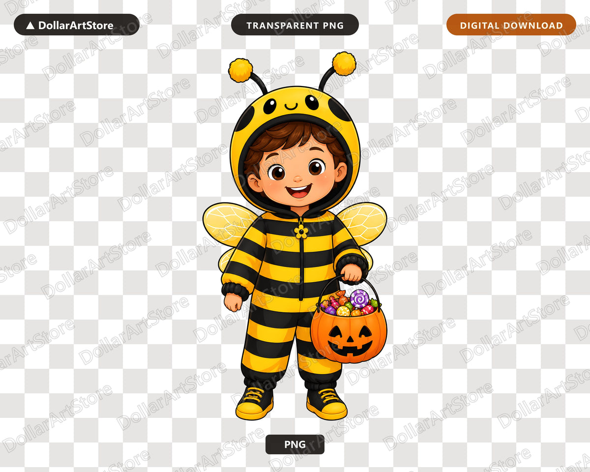 Cute Bee Costume Child PNG, Halloween Sublimation Design, Shirt Design