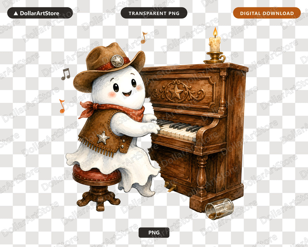 Western Cowboy Ghost PNG, Sublimation Design, Shirt Design Digital Download