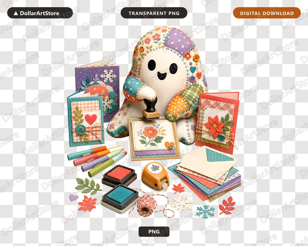 Crafty Ghost PNG, Sublimation Design, Scrapbooking Shirt Print Digital Download