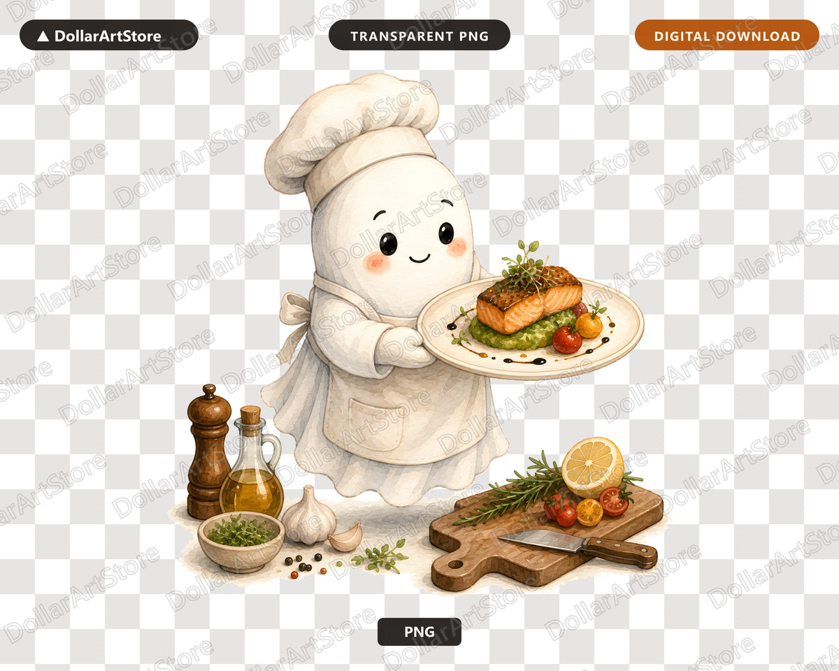 Chef Ghost PNG Sublimation Design, Cooking Kitchen Shirt Design Digital Download