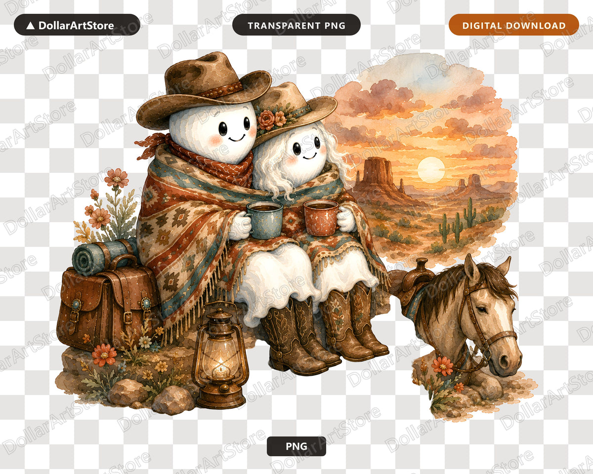 Western Cowboy Ghost PNG, Sublimation Design, Shirt Design Digital Download