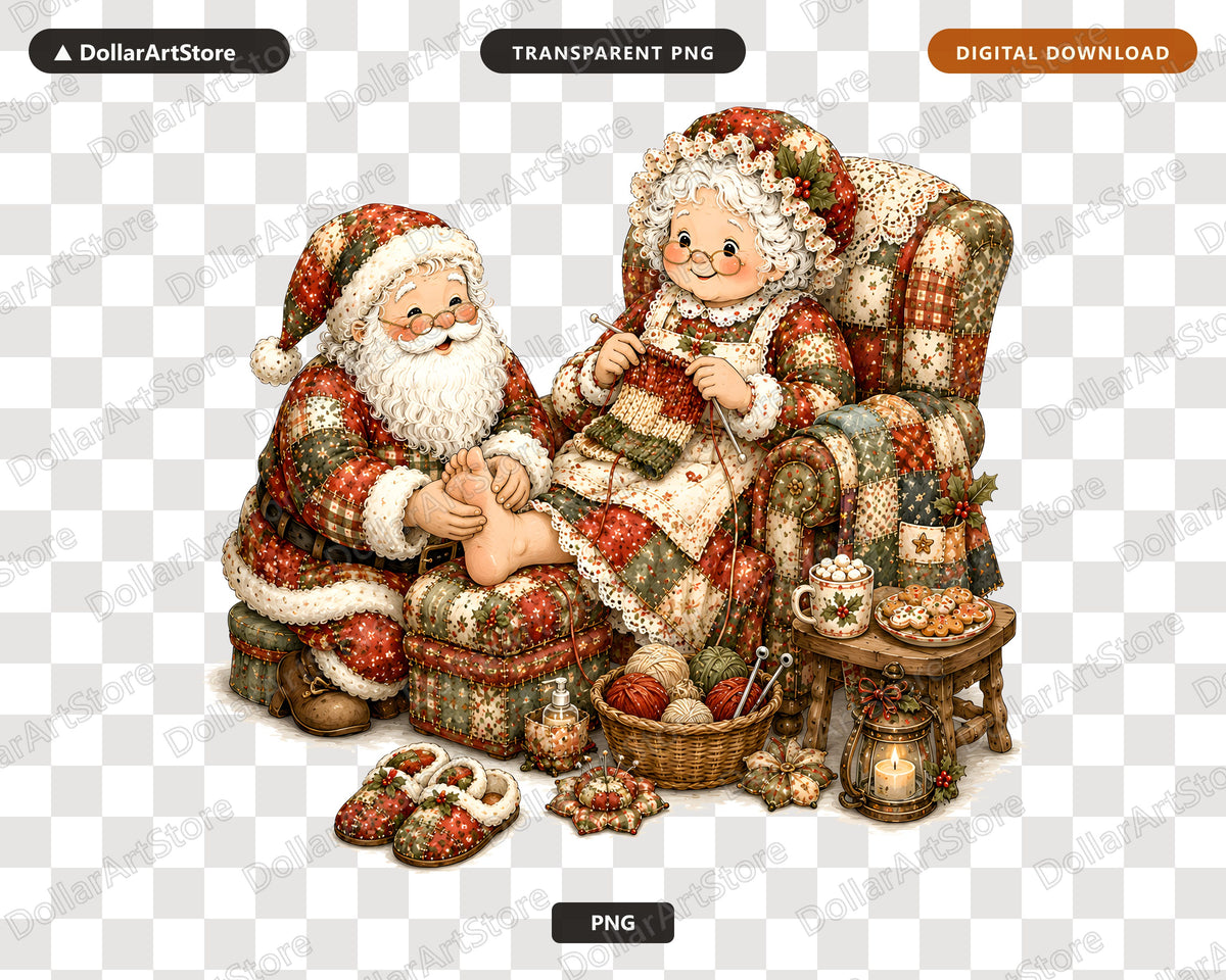 Santa Patchwork PNG, Vintage Christmas Sublimation Design, Holiday Shirt Print